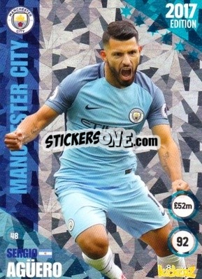 Sticker Sergio Aguero - Football Cards 2017 n. 48 - Kickerz