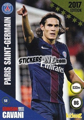 Sticker Edinson Cavani - Football Cards 2017 n. 58 - Kickerz