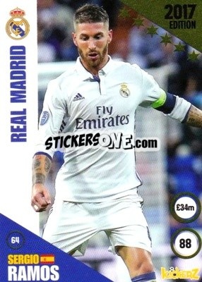 Sticker Sergio Ramos - Football Cards 2017 n. 64 - Kickerz