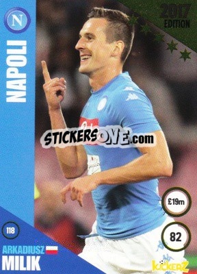 Sticker Arkadiusz Milik - Football Cards 2017 n. 118 - Kickerz