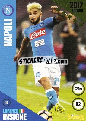 Sticker Lorenzo Insigne - Football Cards 2017 n. 119 - Kickerz