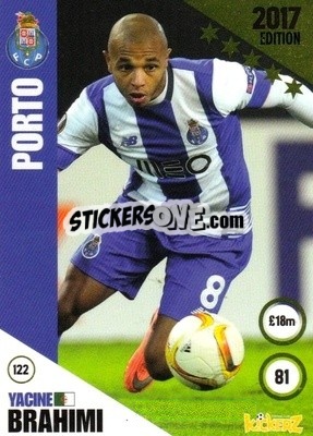Sticker Yacine Brahimi - Football Cards 2017 n. 122 - Kickerz