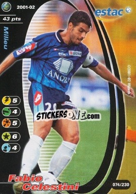 Sticker Fabio Celestini - Football Champions France 2001-2002 - Wizards of The Coast