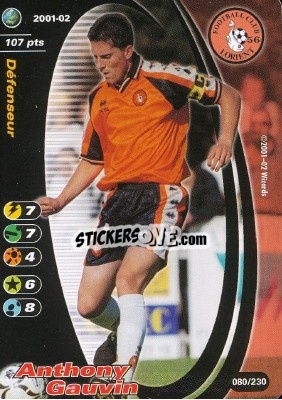 Sticker Anthony Gauvin - Football Champions France 2001-2002 n. 80 - Wizards of The Coast