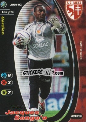Sticker Jacques Songo’o - Football Champions France 2001-2002 n. 89 - Wizards of The Coast