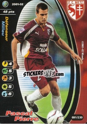 Sticker Pascal Pierre - Football Champions France 2001-2002 n. 91 - Wizards of The Coast