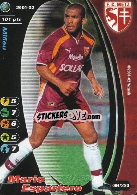 Figurina Mario Espartero - Football Champions France 2001-2002 n. 94 - Wizards of The Coast
