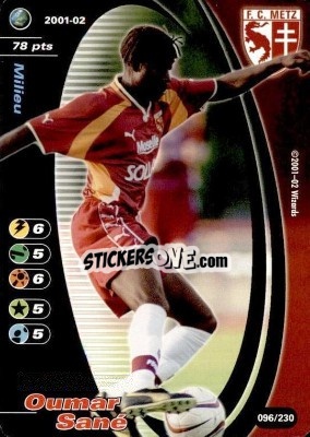 Figurina Oumar Sané - Football Champions France 2001-2002 n. 96 - Wizards of The Coast