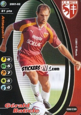 Sticker Gérald Baticle - Football Champions France 2001-2002 n. 98 - Wizards of The Coast