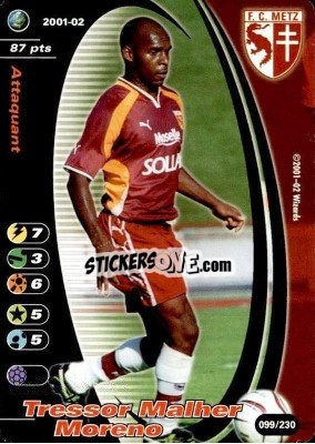 Sticker Tressor Malher Moreno - Football Champions France 2001-2002 n. 99 - Wizards of The Coast