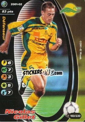 Sticker Nicolas Gillet - Football Champions France 2001-2002 n. 103 - Wizards of The Coast