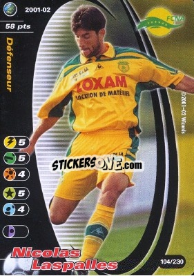 Sticker Nicolas Laspalles - Football Champions France 2001-2002 n. 104 - Wizards of The Coast
