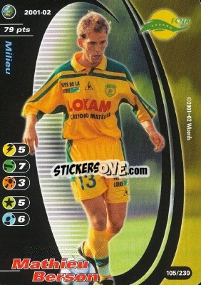 Sticker Mathieu Berson - Football Champions France 2001-2002 n. 105 - Wizards of The Coast