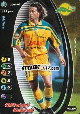 Sticker Olivier Quint - Football Champions France 2001-2002 n. 107 - Wizards of The Coast