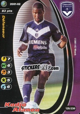 Sticker Kodjo Afanou - Football Champions France 2001-2002 - Wizards of The Coast