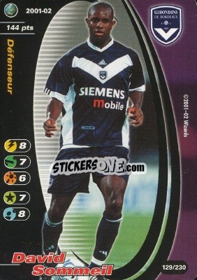 Sticker David Sommeil - Football Champions France 2001-2002 n. 129 - Wizards of The Coast