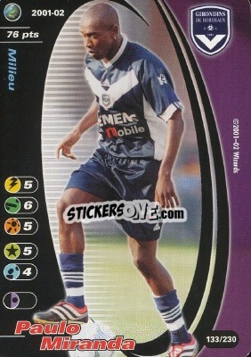 Sticker Paulo Miranda - Football Champions France 2001-2002 n. 133 - Wizards of The Coast