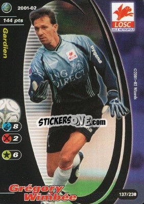 Sticker Gregory Wimbee - Football Champions France 2001-2002 n. 137 - Wizards of The Coast