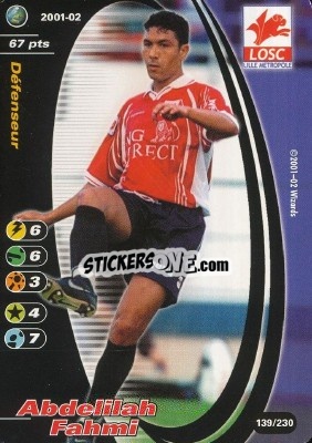 Sticker Abdelilah Fahmi - Football Champions France 2001-2002 n. 139 - Wizards of The Coast