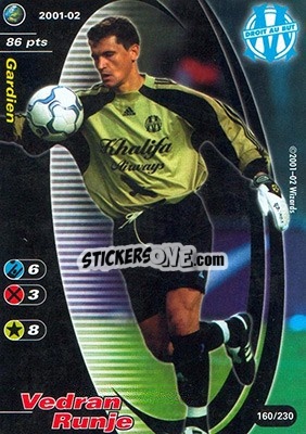 Sticker Vedran Runje - Football Champions France 2001-2002 n. 160 - Wizards of The Coast