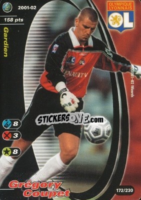 Sticker Gregory Coupet - Football Champions France 2001-2002 n. 172 - Wizards of The Coast