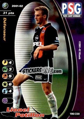 Sticker Lionel Potillon - Football Champions France 2001-2002 - Wizards of The Coast