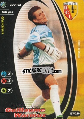 Sticker Guillaume Warmuz - Football Champions France 2001-2002 n. 197 - Wizards of The Coast