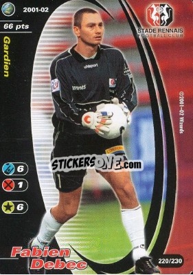 Sticker Fabien Debec - Football Champions France 2001-2002 - Wizards of The Coast