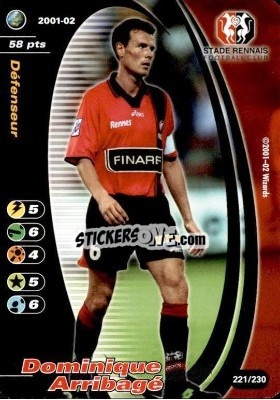 Sticker Dominique Arribagé - Football Champions France 2001-2002 - Wizards of The Coast