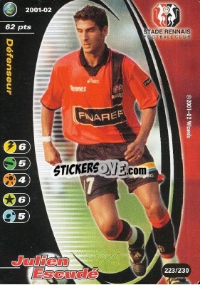 Sticker Julien Escudé - Football Champions France 2001-2002 n. 223 - Wizards of The Coast