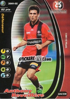 Sticker Anthony Reveillere - Football Champions France 2001-2002 n. 224 - Wizards of The Coast