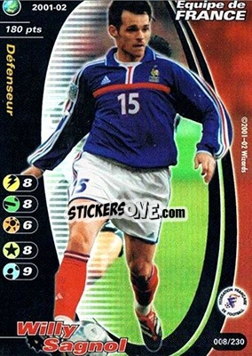 Sticker Willy Sagnol - Football Champions France 2001-2002 - Wizards of The Coast