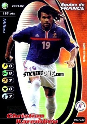 Sticker Christian Karembeu - Football Champions France 2001-2002 - Wizards of The Coast