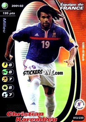 Sticker Christian Karembeu - Football Champions France 2001-2002 n. 13 - Wizards of The Coast