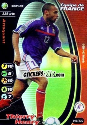 Sticker Thierry Henry - Football Champions France 2001-2002 n. 19 - Wizards of The Coast
