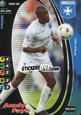Sticker Amdy Faye - Football Champions France 2001-2002 - Wizards of The Coast