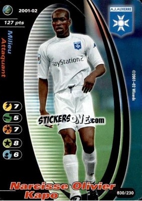 Sticker Narcisse Olivier Kapo - Football Champions France 2001-2002 n. 30 - Wizards of The Coast