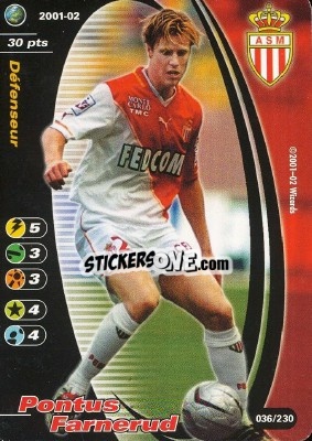 Sticker Pontus Farnerud - Football Champions France 2001-2002 n. 36 - Wizards of The Coast
