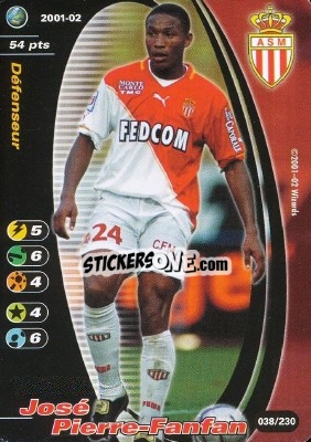 Sticker Jose Pierre Fanfan - Football Champions France 2001-2002 n. 38 - Wizards of The Coast