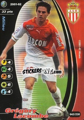 Figurina Gregory Lacombe - Football Champions France 2001-2002 n. 42 - Wizards of The Coast