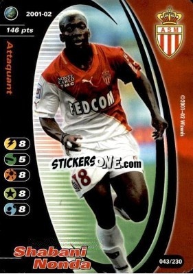 Sticker Shabani Nonda - Football Champions France 2001-2002 n. 43 - Wizards of The Coast