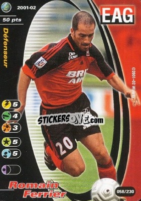 Sticker Romain Ferrier - Football Champions France 2001-2002 n. 58 - Wizards of The Coast