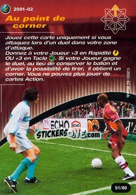 Sticker Au point de corner - Football Champions France 2001-2002 n. T51 - Wizards of The Coast