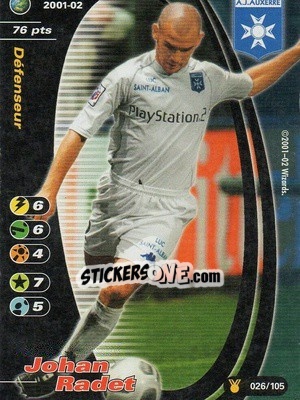 Sticker Johan Radet - Football Champions France 2001-2002 n. u26 - Wizards of The Coast