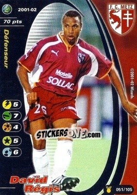 Sticker David Regis - Football Champions France 2001-2002 - Wizards of The Coast