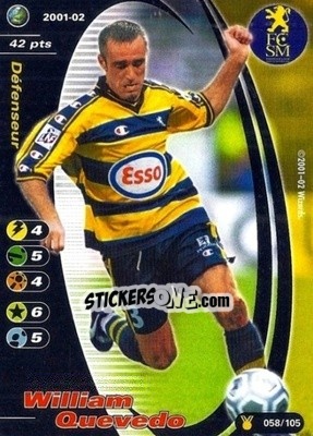 Sticker William Quevedo - Football Champions France 2001-2002 - Wizards of The Coast