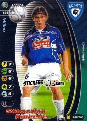 Sticker Sebastien Piocelle - Football Champions France 2001-2002 - Wizards of The Coast
