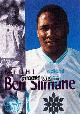Sticker Ben Sliman Medhi (portrait) - Olympique De Marseille - Droit Au But 1996 n. 30 - Panini