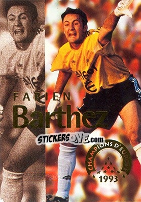Sticker Barthez Fabien - Olympique De Marseille - Droit Au But 1996 - Panini