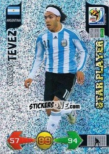 Sticker Carlos Tevez - FIFA World Cup South Africa 2010. Adrenalyn XL (UK edition) n. 20 - Panini